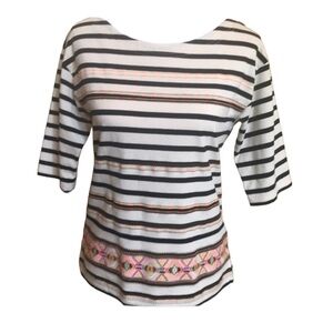 J crew striped top neon needlework small